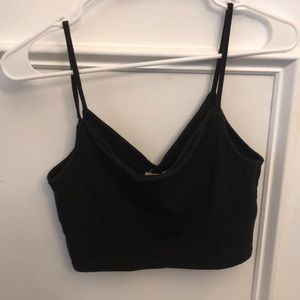 Black cropped cami, strappy